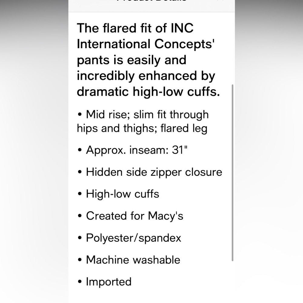 INC Women's Black Flared High-Low Pants - Picture 4 of 11